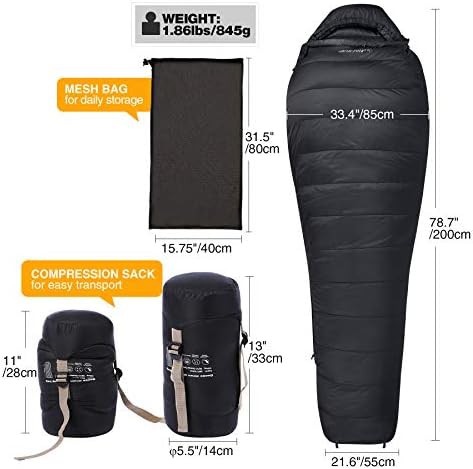 Black mummy goose down sleeping bag — photo 4