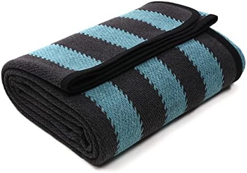 Blue stripe merino wool camping throw