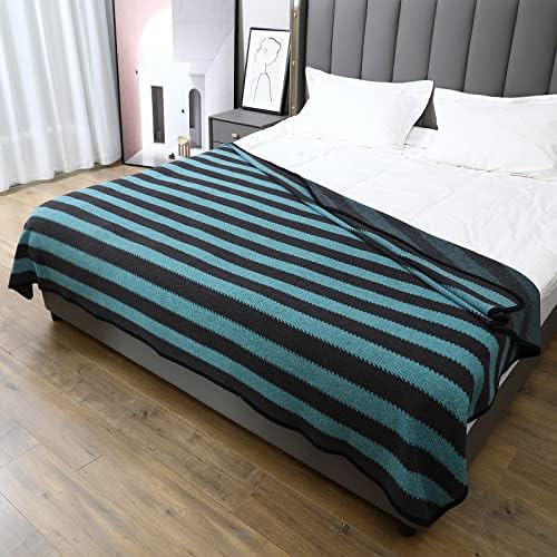 Blue stripe merino wool camping throw — photo 3