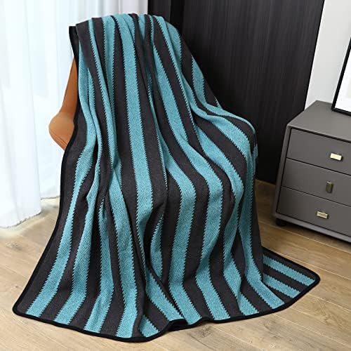 Blue stripe merino wool camping throw — photo 4