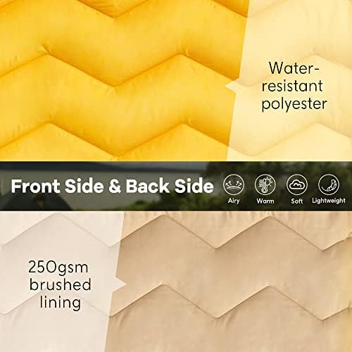 Waterproof puffy camping blanket in yellow — photo 4