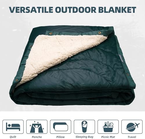 Large Sherpa Lined Cold Weather Camping Blanket — photo 3