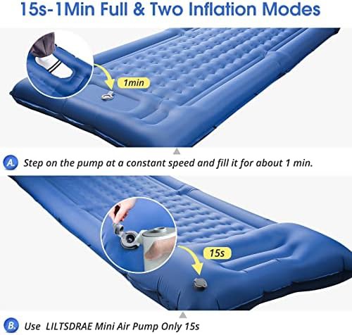 Blue inflatable sleeping pad with built-in pump — photo 4