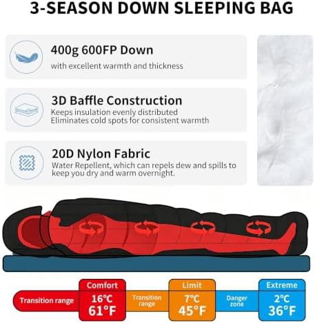 Qezer 600 fill ultralight down sleeping bag — photo 3