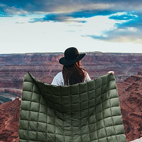 Olive puffy down alternative camping blanket — photo 3