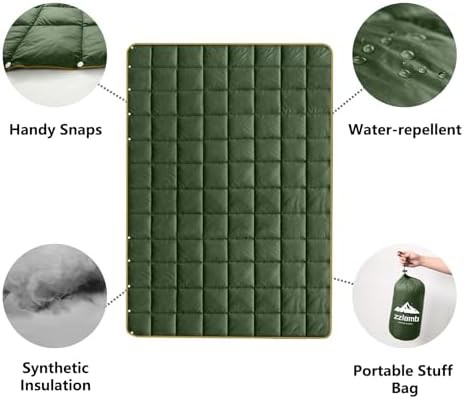Olive puffy down alternative camping blanket — photo 5