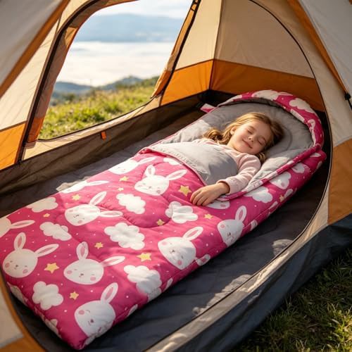 Pink kids lightweight backpacking sleeping bag — photo 3