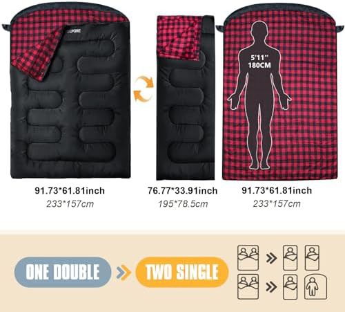 POEPORE flannel double sleeping bag adults — photo 3