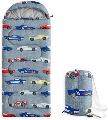 Race cars gray vehicles kids sleeping bag