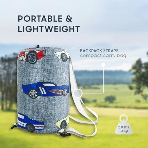Race cars gray vehicles kids sleeping bag — photo 4