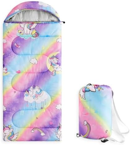 Unicorns rainbow purple kids sleeping bag