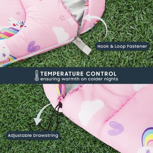 Unicorns rainbow clouds pink kids sleeping bag — photo 5