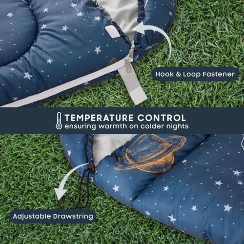 Space stars rockets navy blue kids sleeping bag — photo 5