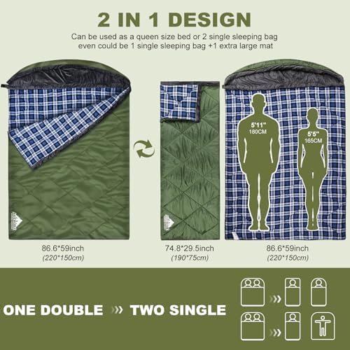 Double Sleeping Bag with Fleece Hood — photo 5
