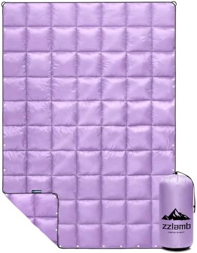 Purple puffy outdoor backpacking blanket