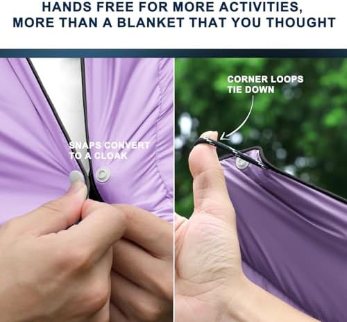 Purple puffy outdoor backpacking blanket — photo 3