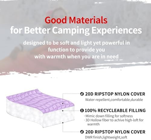 Purple puffy outdoor backpacking blanket — photo 5