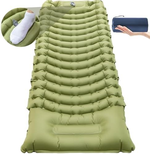 Extra thick self inflating sleeping pad with pump
