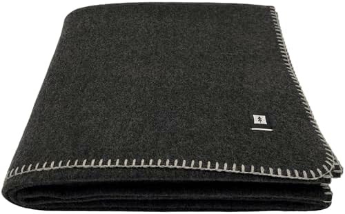 Charcoal virgin wool camping and survival blanket
