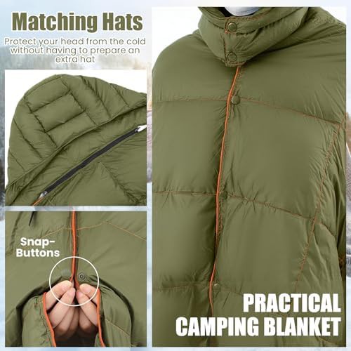 HunnmingRe hooded down wearable sleeping bag olive — photo 5