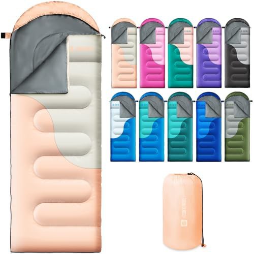 Pink and Khaki Waterproof Sleeping Bag