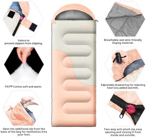 Pink and Khaki Waterproof Sleeping Bag — photo 3