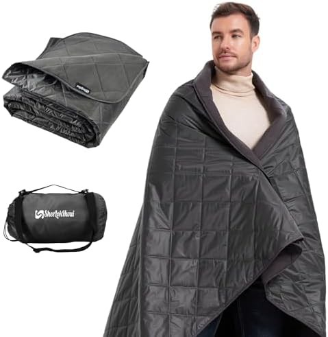 Waterproof dark gray fleece camping blanket
