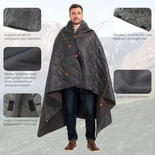 Waterproof dark gray fleece camping blanket — photo 4