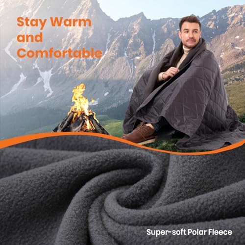Waterproof dark gray fleece camping blanket — photo 5
