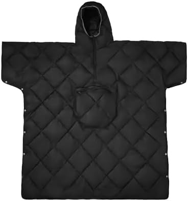 Black wearable poncho style camping blanket