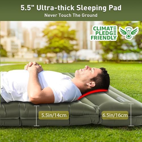Thick double inflatable camping sleeping pad — photo 4