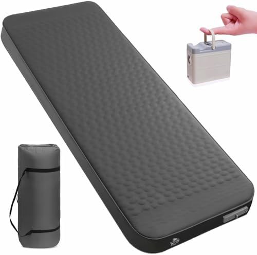 Self inflating memory foam camping pad in grey