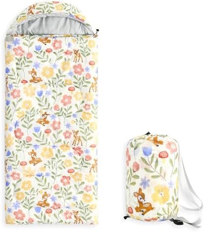 Deer floral cream kids sleeping bag