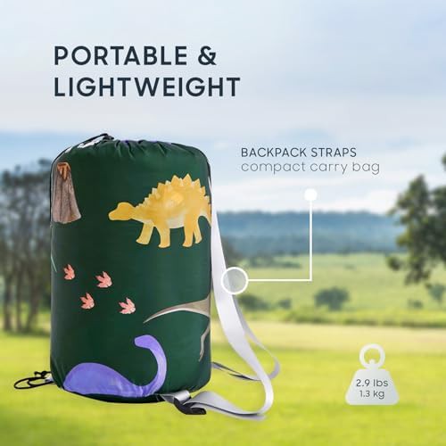 Dinosaur dark green kids sleeping bag — photo 4