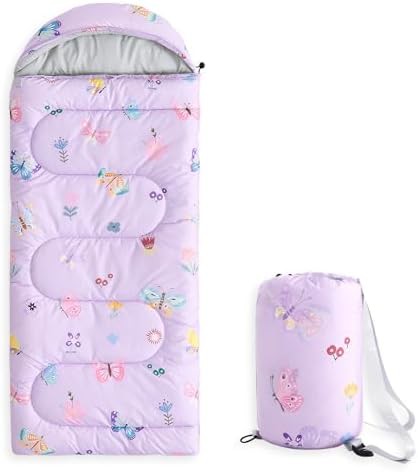 Butterfly garden light purple kids sleeping bag