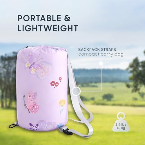 Butterfly garden light purple kids sleeping bag — photo 4