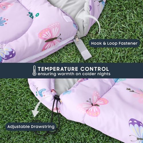 Butterfly garden light purple kids sleeping bag — photo 5