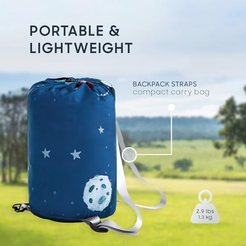 Space rocket blue kids sleeping bag — photo 4