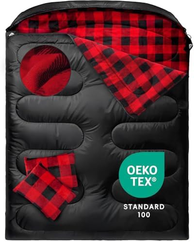 Flannel lined queen size double sleeping bag