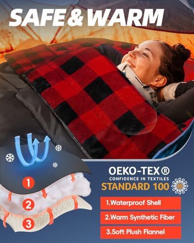 Flannel lined queen size double sleeping bag — photo 3