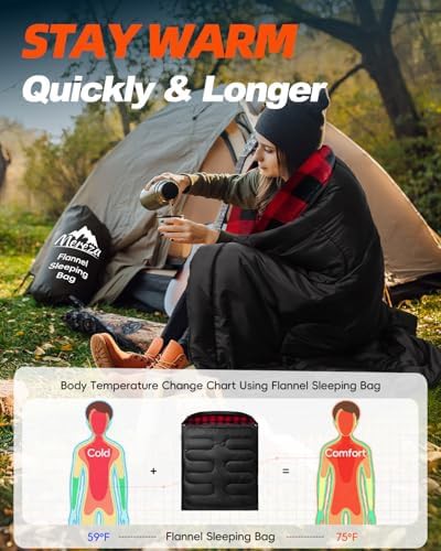 Flannel lined queen size double sleeping bag — photo 5