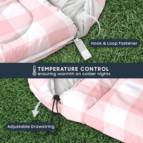 Gingham plaid pink kids sleeping bag — photo 5