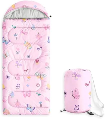 Butterfly garden pink kids sleeping bag