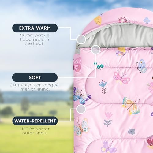 Butterfly garden pink kids sleeping bag — photo 3