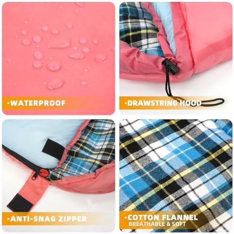 Pink and blue flannel three season sleeping bag — photo 3
