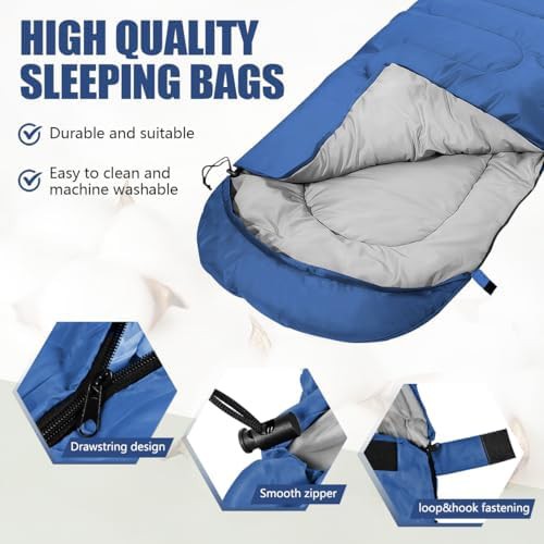 Navy Blue Waterproof Backpacking Sleeping Bag — photo 3
