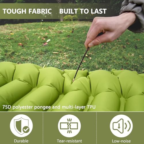 Green ultralight sleeping pad with pillow — photo 4