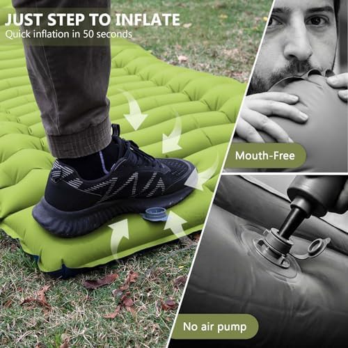Green ultralight sleeping pad with pillow — photo 5