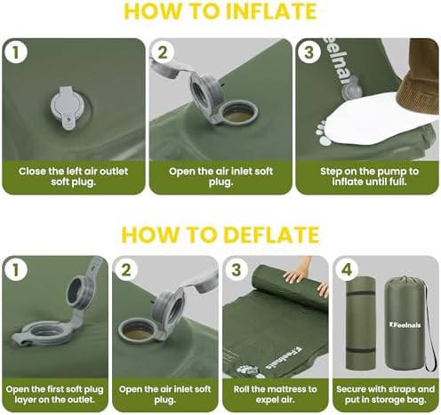 Green self inflating sleeping pad with pump — photo 5
