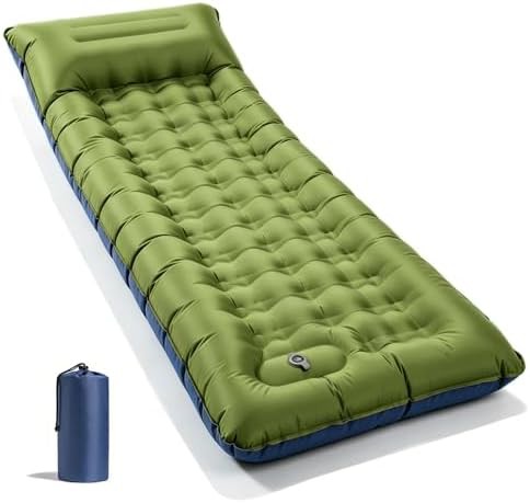 Green ultralight thick inflatable sleeping pad